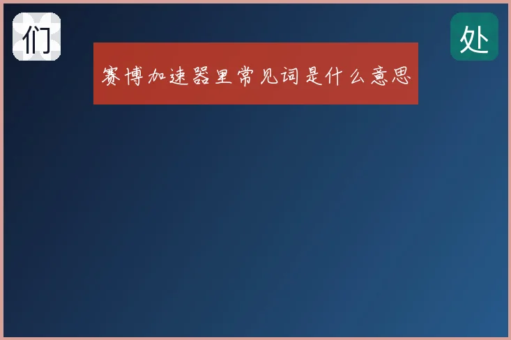 赛博加速器里常见词是什么意思